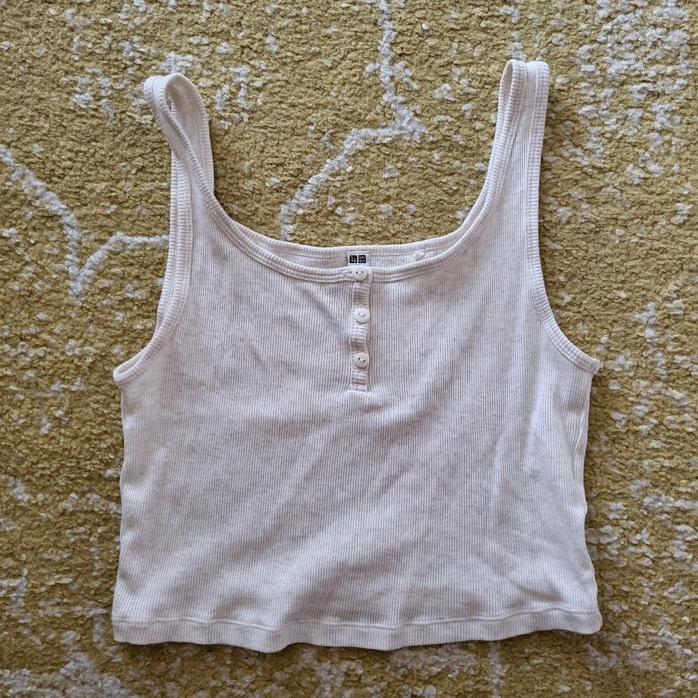Cream ribbed crop top